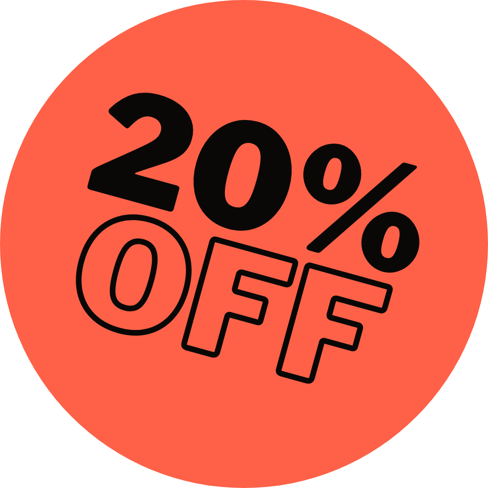 20 percent off discount badge